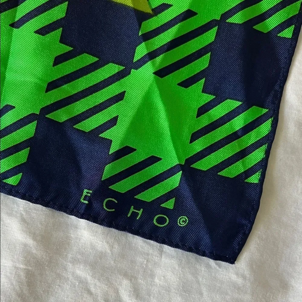 Echo Green and Pink Floral Polka Dot Silk Scarf